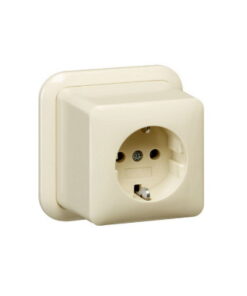 Schneider enkel stopcontact met randaarde (opbouw crème)