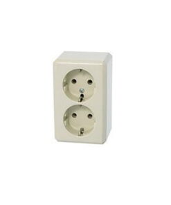 Schneider dubbel stopcontact met randaarde (opbouw crème)