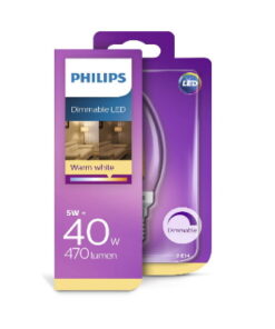 Philips LED Lamp Kaars Helder 5W (40W) E14, dimbaar