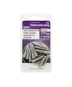 Deltafix plug universele wandplug met kraag grijs 6 x 35 mm 20 stuks