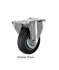 Bokwiel 75 mm 40 kg massief rubber zwart