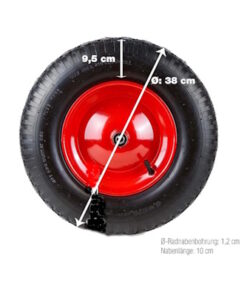 Kruiwagenwiel luchtbanden, 4.80/4.00-8 Ø 380 mm, stalen velg, 120 kg draagvermogen
