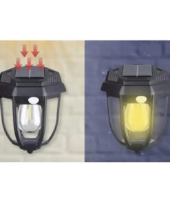 Alternative view of Solar LED-wandlamp met warmwitte lichtbron en schemeringssensor.